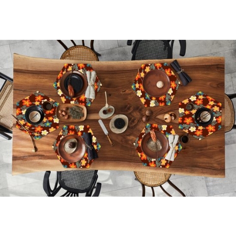 Placemats hexagon - Onderleggers placemats - Placemat zeshoek - Retro - Patronen - Bloemen - Jaren 70 - 6 stuks