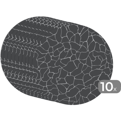 Ronde placemats - Onderlegger - Placemats rond - Design - Geometrie - Zwart - 10 stuks