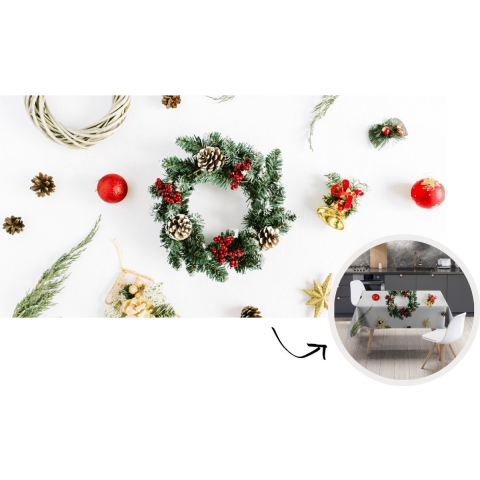 Kerst Tafelkleed - Kerstmis Decoratie - Tafellaken - Winter - Kerstkrans - Kerst - 300x150 cm - Kerstmis Versiering