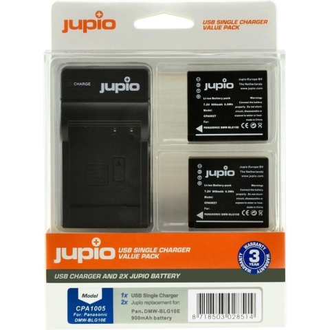Jupio Kit: 2x Battery DMW-BLG10 + USB Single Charger