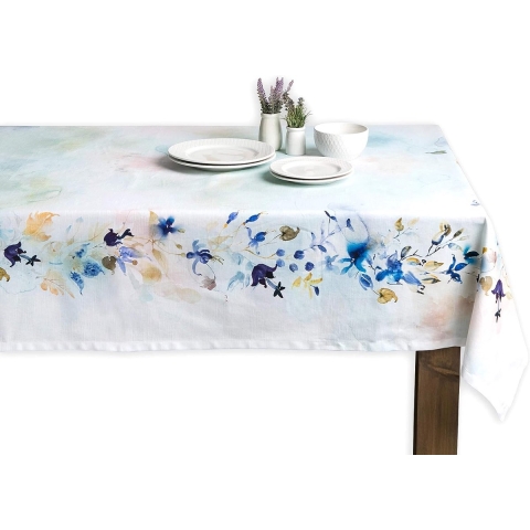 Tafelkleed, 100% katoen, 140 cm x 180 cm, wasbaar, vierkant, decoratief tafelkleed voor Moederdag, eten en kamperen, Luie Summer Days – lente/zomer