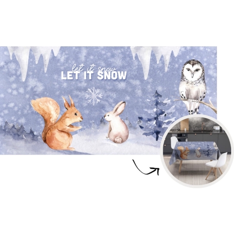 Tafelkleed - Tafellaken - 260x130 cm - Winter - Sneeuw - Dieren - Binnen en Buiten