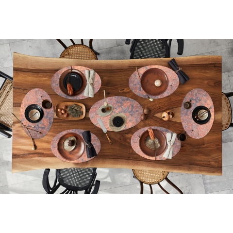 Placemats ovaal - Onderleggers - Ovale placemats - Roest print - Verweerd - Metaal - 10 stuks