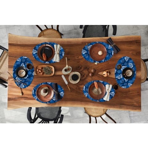 Placemats ovaal - Onderleggers - Ovale placemats - Vlinder - Insecten - Blauw - Wit - Design - 6 stuks