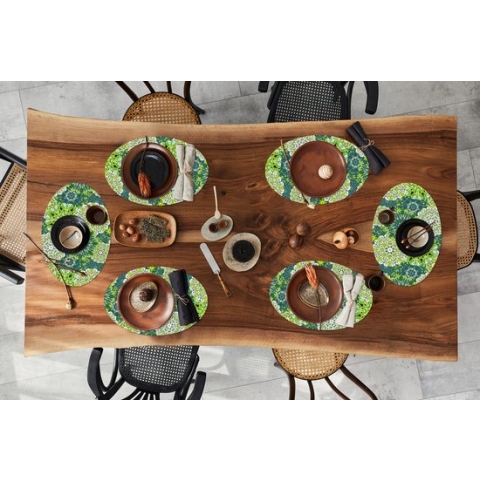 Placemats ovaal - Onderleggers - Ovale placemats - Mandala - Limoen - Groen - Patronen - 6 stuks