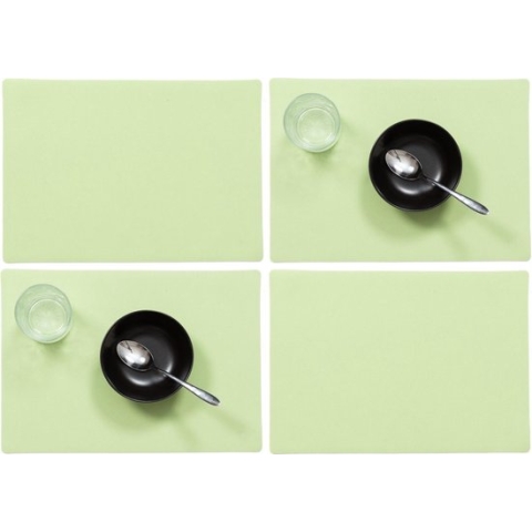 Set van 12x stuks stevige luxe Tafel placemats Plain mintgroen 30 x 43 cm - Met anti slip laag en Teflon coating toplaag