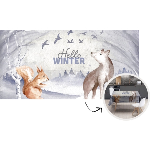 Tafelkleed - Tafellaken - 260x130 cm - Winter - Vos - Sneeuw - Binnen en Buiten