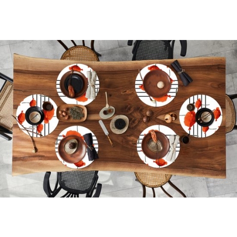 Ronde placemats - Onderlegger - Placemats rond - Muziek - Notenbalk - Klaproos - 6 stuks