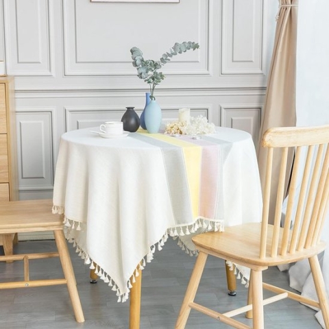 Tafelkleed vierkant katoen linnen tafelkleed afwasbaar tafellinnen 140 x 140 cm linnen tafelkleed elegant voor thuis keuken eettafel decoratie