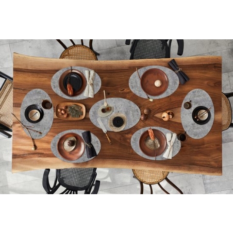Placemats ovaal - Onderleggers - Ovale placemats - Beton print - Muur - Industrieel - Patronen - 8 stuks