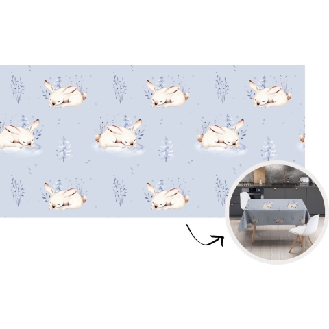 Tafelkleed - Tafellaken - 260x130 cm - Winter - Patroon - Konijn - Binnen en Buiten