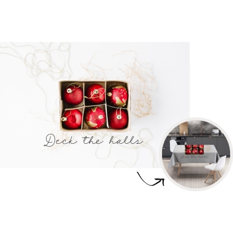 Kerst Tafelkleed - Kerstmis Decoratie - Tafellaken - Kerstballen - Rood - Goud - 200x130 cm - Kerstmis Versiering