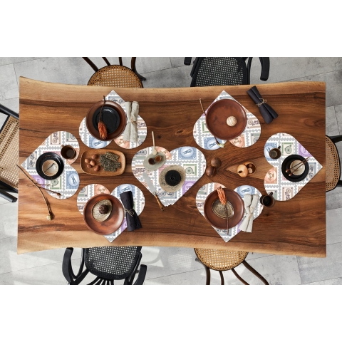 Onderleggers - Placemats - Placemats hartje - Fiets - Postzegel - Patroon - 10 stuks