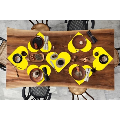 Onderleggers - Placemats - Placemats hartje - Geel - Citroen - Neon - Kleuren - 8 stuks