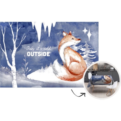 Tafelkleed - Tafellaken - 220x150 cm - Quote - Winter - Vos - Binnen en Buiten