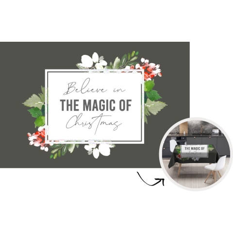 Kerst Tafelkleed - Kerstmis Decoratie - Tafellaken - Quote - Kerst - Magie - 220x150 cm - Kerstmis Versiering