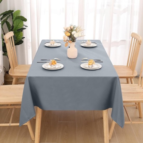 Tafelkleed, afwasbaar, rechthoekig, 140 x 140 cm, polyester, waterafstotend, lotuseffect, tafellinnen, vuilafstotend, afwasbaar tafelkleed voor feestjes, keuken, grijs