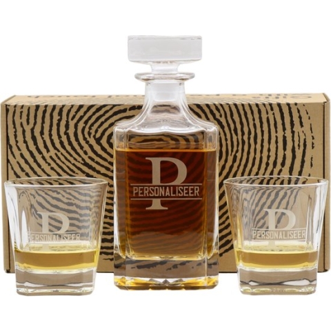 Personaliseerbare Whiskey Karaf met 2 Glazen - Whiskey Set met Gravure