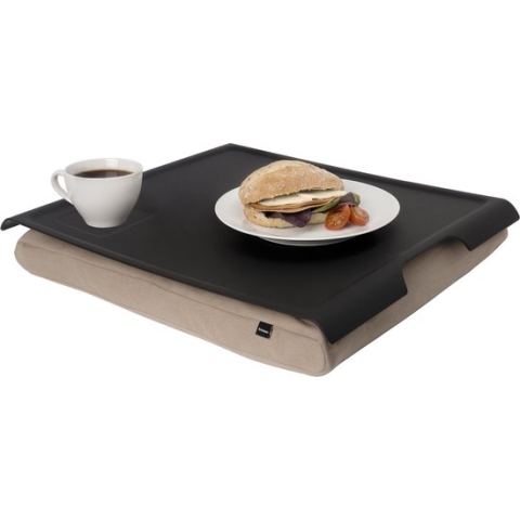 Bosign Laptray, Schoottafel, schootkussen, laptoptafel met lichte antislip werking op werkblad - Camel/Zwart - 46 x 38 x 6.5 cm