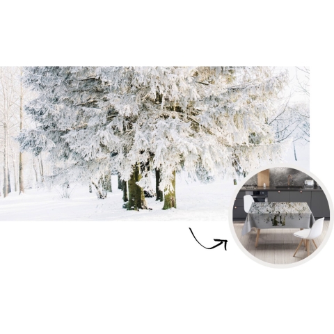 Tafelkleed - Tafellaken - 260x130 cm - Winter - Sneeuw - Boom - Binnen en Buiten