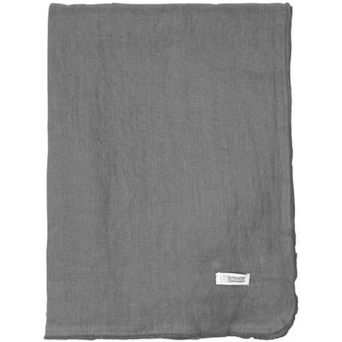 Broste Copenhagen chique linnen tafellaken tafelkleed Gracie in de kleur Dark Shadow - donker grijs 160 x 300 cm