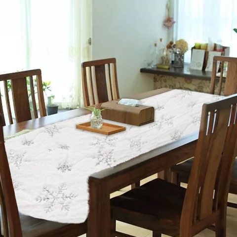 Tafelloper modern sneeuwvlok tafelband 38 x 180 cm tafelkleed kersttafelkleed voor kerstdecoratie