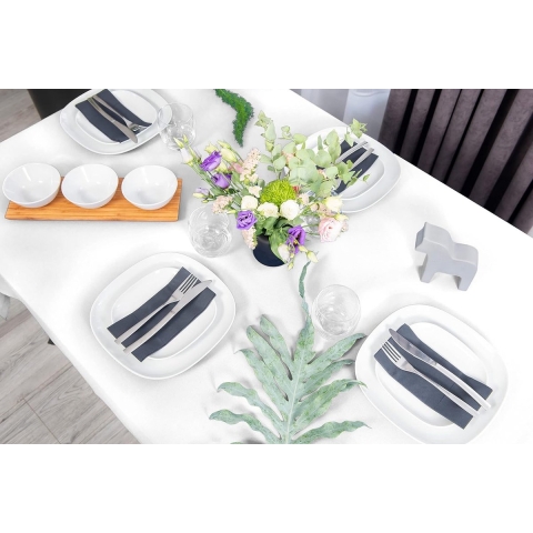 Tafelkleed tafelloper tafellinnen tafeldecoratie tafelkleed (wit, tafelkleed - 140 x 220 cm)