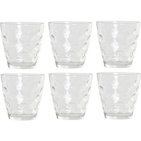 24x Stuks transparante waterglazen/drinkglazen cirkels relief 400 ml van glas - Keuken/servies basics