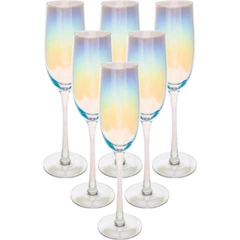 Set van 24x champagneglazen/flutes parelmoer 210 ml Fantasy van glas - Champagne glazen