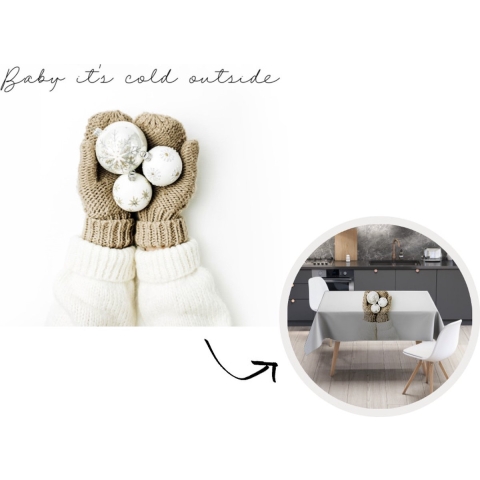 Tafelkleed - Tafellaken - 260x130 cm - Winter - Quote - Handschoenen - Binnen en Buiten