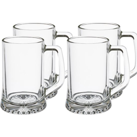Bierglazen/bierpullen - 20x stuks -  handvat - transparant - 320 ml - 9 x 12 cm