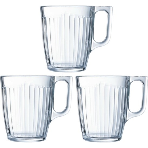 Luminarc Theeglazen Leeds - 18x - transparant bewerkt glas - 8 x 11 cm - 320 ml