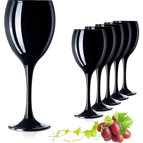 PLATINUX Zwarte wijnglazen van glas waterglas set 6-delig max. 320ml drankglas witte wijnglazen drinkglas