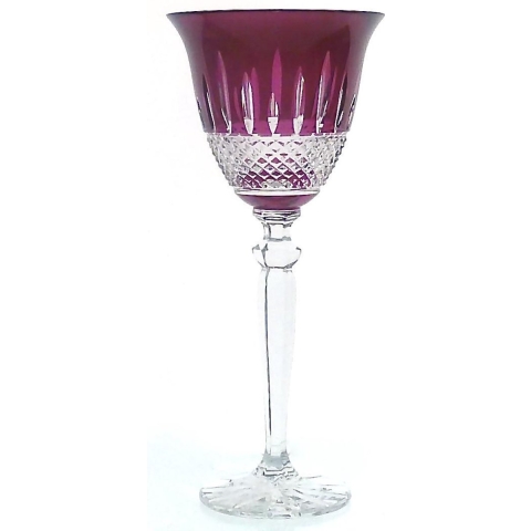 Mond geblazen kristallen wijnglazen - Wijnglas ANNA - raspberry - set van 2 glazen - gekleurd kristal