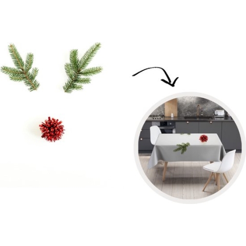 Kerst Tafelkleed - Kerstmis Decoratie - Tafellaken - Kerst - Takken - Kerstdecoratie - 180x260 cm - Kerstmis Versiering