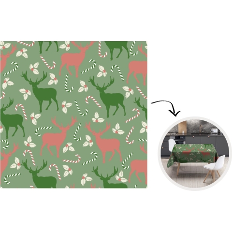 Kerst Tafelkleed - Kerstmis Decoratie - Tafellaken - Patronen - Christmas - Rendier - 120x120 cm - Kerstmis Versiering