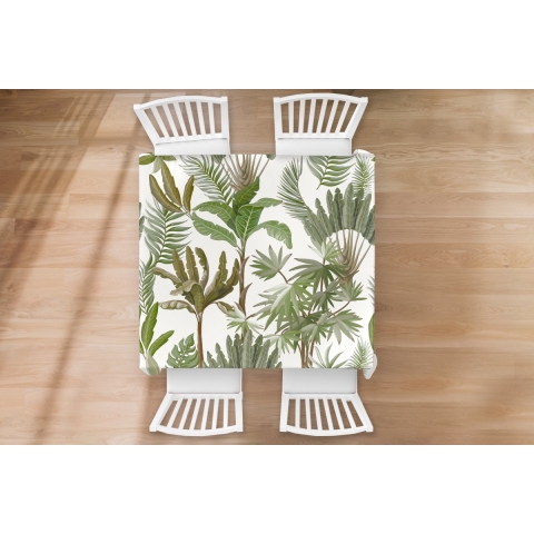 Tafelkleed - Tafellaken - 120x120 cm - Jungle - Palmboom - Bananenplant - Kinderen - Natuur - Planten - Binnen en Buiten