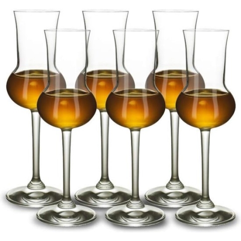 Stölzle Lausitz Grappa glazen, grappaglazen, set van 6, borrelglazen met steel, hoogwaardige likeurglazen, 87 ml, vaatwasmachinebestendig, zoals mondgeblazen, uitstekende premium kwaliteit