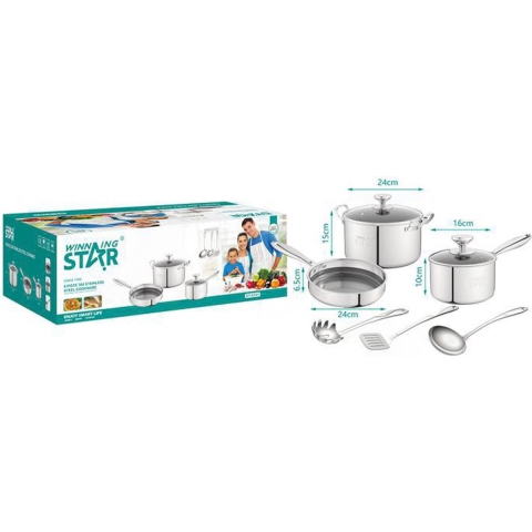 Winning Star St-5101 3-delige Kookset - Steelpan - Koekenpan - Kookpot - Keukengerei