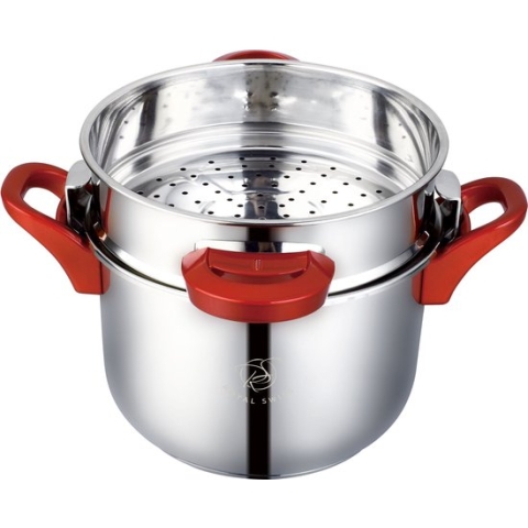 Royal Swiss Snelkookpan / Couscous pan - 2 in 1 - 6 Liter - Ø 22 cm - RVS - Inductie