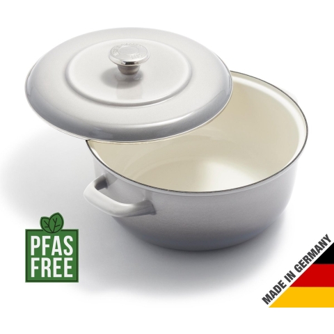 Merten & Storck Handgemaakte Duitse Braadpan O 26 cm/5L - Grijs - Inductie