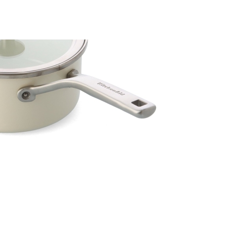 KitchenAid Steel Core Enamel steelpan 20cm 2,4L - Amandelwit - inductie - PFAS-vrij