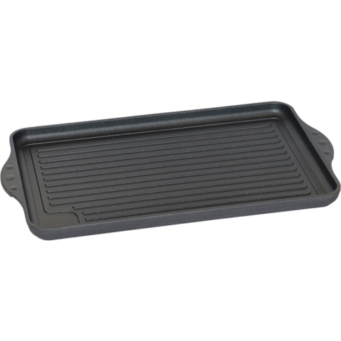 Eurolux Grillplaat met Grepen - 43 x 28 x 2.5 cm - Zwart - Aluminium - Geschikt voor alle Warmtebronnen