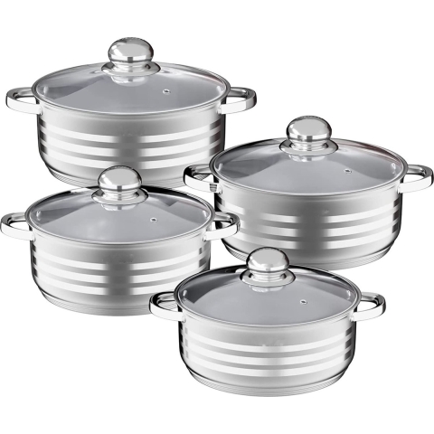 Royalty line RL SP7- 8-delige pannenset - RVS Braadpan met Glazen deksel