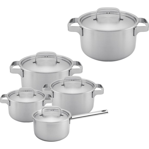 Sola Ruby Pannenset Inductie - 5 Delig - Ø 16,16,18,20,24 cm - RVS Pannen - Kookpannen Set - Zilver