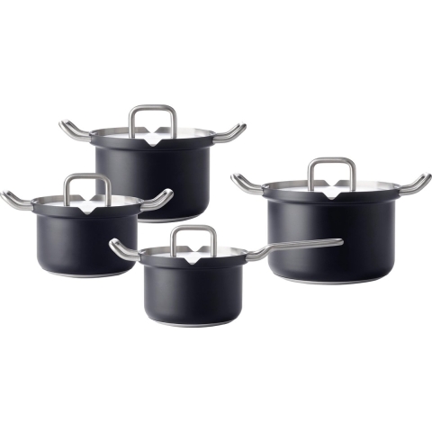 BK Q-linair Master Black kookpannenset - 4-delig - veilig afgietsysteem - inductie