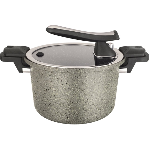 Flonal Monolite Snelkookpan 6 liter - 100% PFOA vrij - aluminium - Magma-Tech-Plus antikleeflaag - ergonomische handgreep - geschikt voor alle warmtebronnen - 24 cm