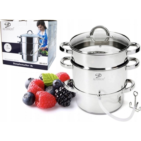 Meyerhoff professionele 6-delige sapcentrifuge pan/ slowjuicer voor op het fornuis 5L - Juicer - Sappan - Ontsapper - Stoomextractor - Fruit juicer - RVS