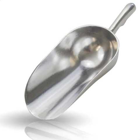 Handige schep, grote meelschep, zakschep, voor voer, meel, suiker, schep, giet van metaal en aluminium, aluminium, niet roestend, 700 ml