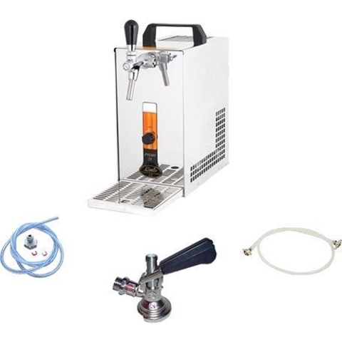 Complete set, Biertap, PYGMY 25/K, met membraanpomp, 1-kraans roestvrijstalen droogkoeler, 35 liter/u - Biertap, Beertender, Thuistap, Bierkoeler, Green Line, zonder